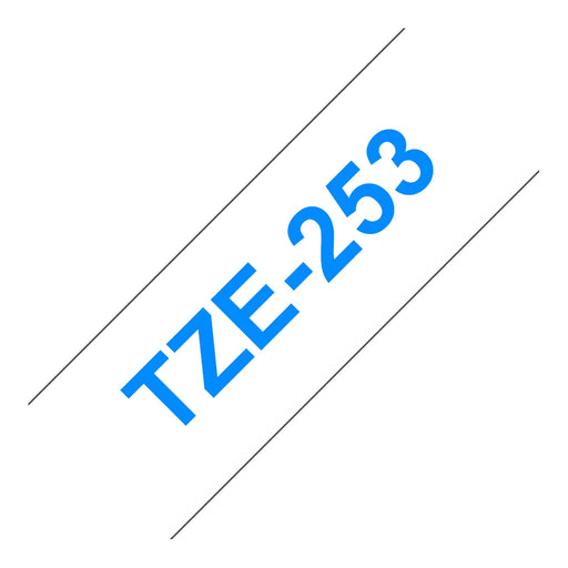 Brother TZE253 etikettape 24 mm, blå på hvit