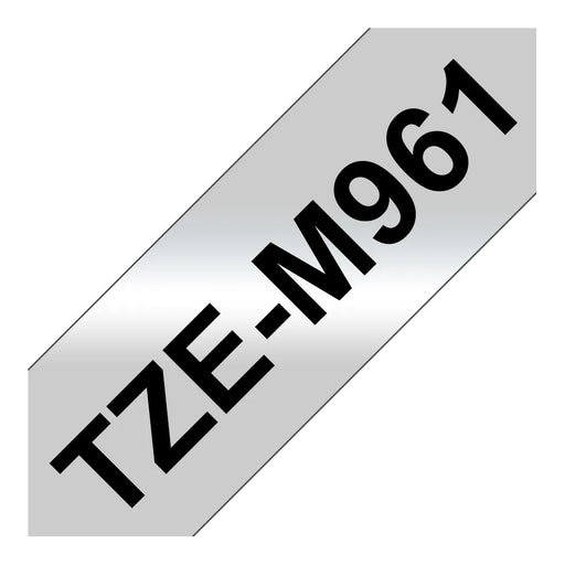 Brother TZEM961 etikettape 36 mm, svart på matt sølv